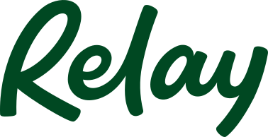 The word 'Relay' displayed in a bold, green, stylized font, representing the branding of the company or product named Relay.